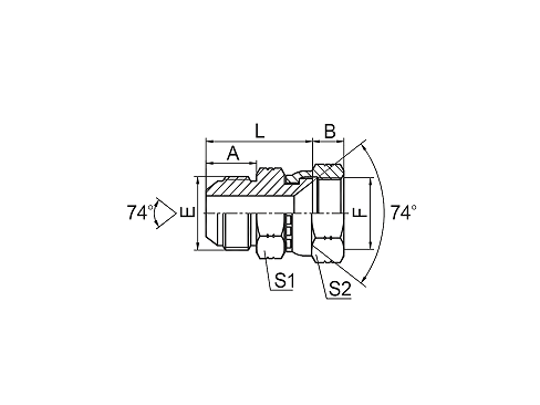 2J JIC MALE 74° CONE / JIC FEMALE 74° SEAT 2J JIC MALE 74° CONE / JIC FEMALE 74° SEAT