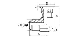 1JFS9 90° ELBOW JIC MALE 74° CONE / S-SERIES FLANGE ISO 6162-2 1JFS9 90° ELBOW JIC MALE 74° CONE / S-SERIES FLANGE ISO 6162-2