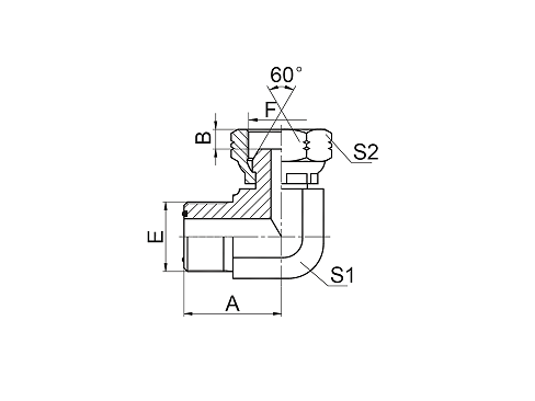 2FU9 90° ORFS MALE / NPSM FEMALE 60° CONE 2FU9 90° ORFS MALE / NPSM FEMALE 60° CONE