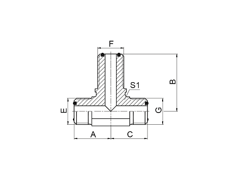 AF6FF ORFS MALE O-RING  BULKHEAD BRANCH TEE