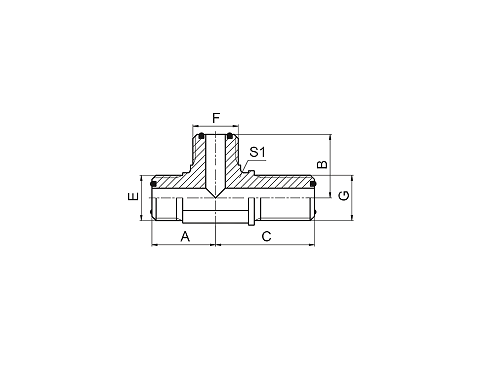 AFF6F ORFS MALE O-RING  BULKHEAD RUN TEE
